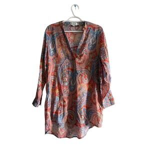 Molly‎ Bracken paisley print lightweight tunic blouse womens large coastal boho